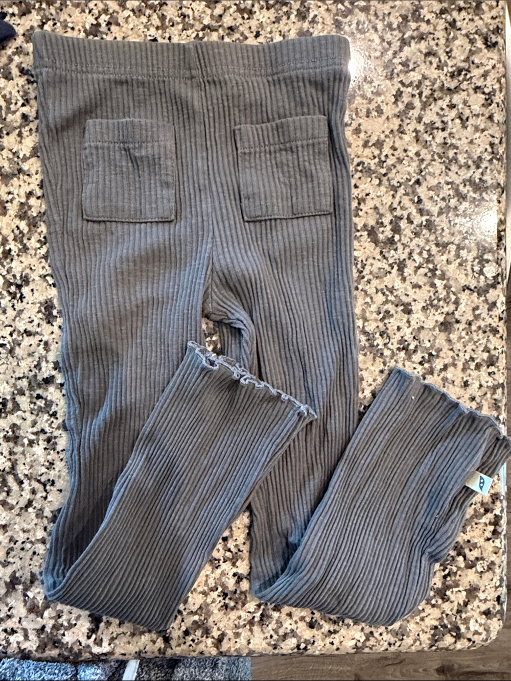 Kids Ribbed Gray Easy Peasy Leggings 5T